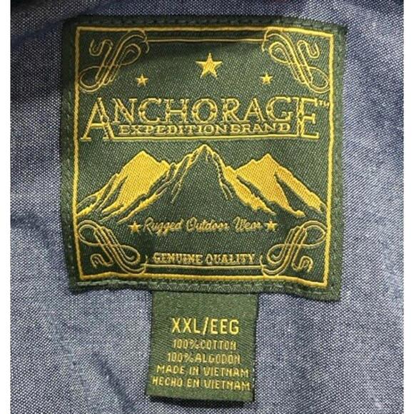 Anchorage Plaid Blue Flannel Button Down Shirt Men's Sz XXL - Picture 3 of 12